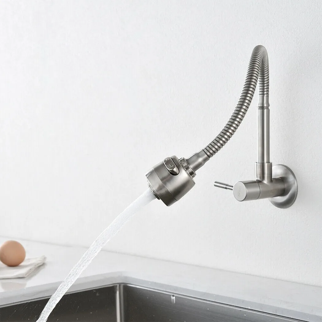

Brushed Nickel Wall Mount Kitchen Filler Laundry Stainless Steel Faucet Sprayer Kitchen Sink Mixer Tap Stream Sprayer Head