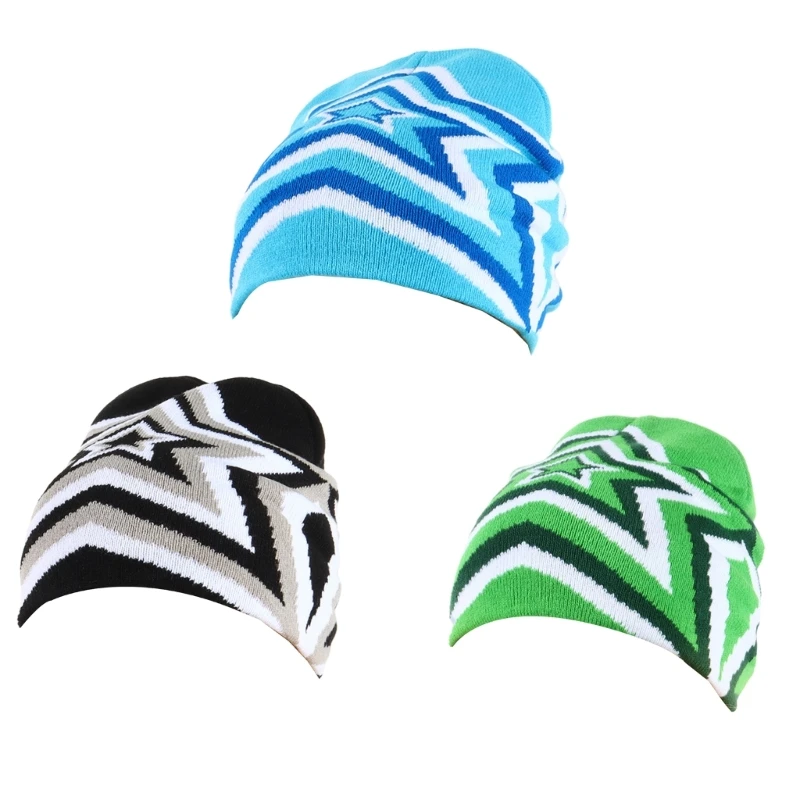 

N7YD Adult Teens Jacquard Pattern Knitted Hat Winter Warmer Cycling Windproof Hat