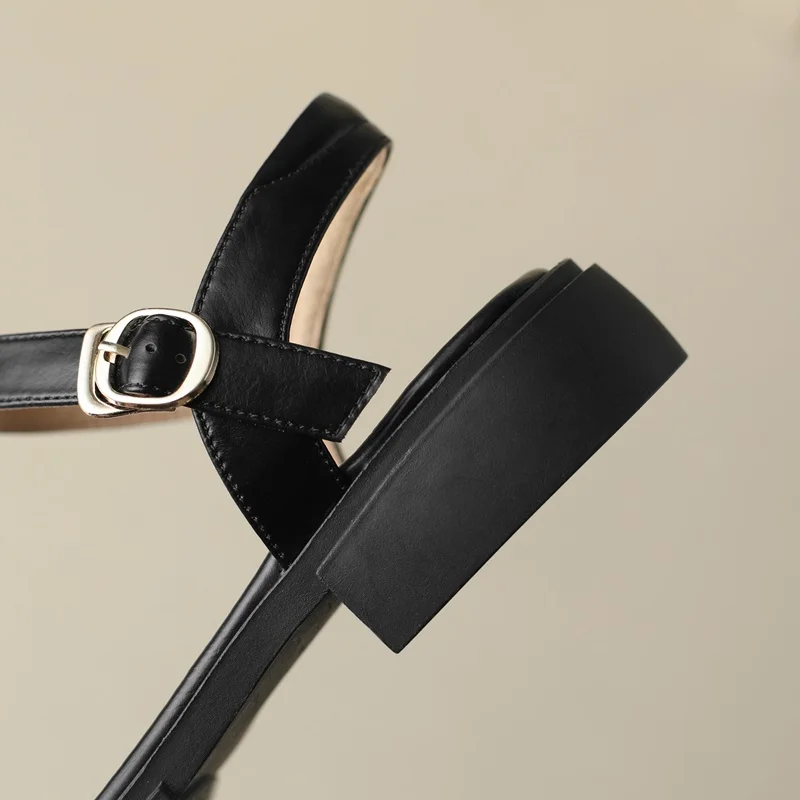 ZVQ Woman Casual Sandals Soft Genuine Leather Upper Open Toe Summer Shoes Good Quality Ankle Strap Buckles Outside Dress Shoes