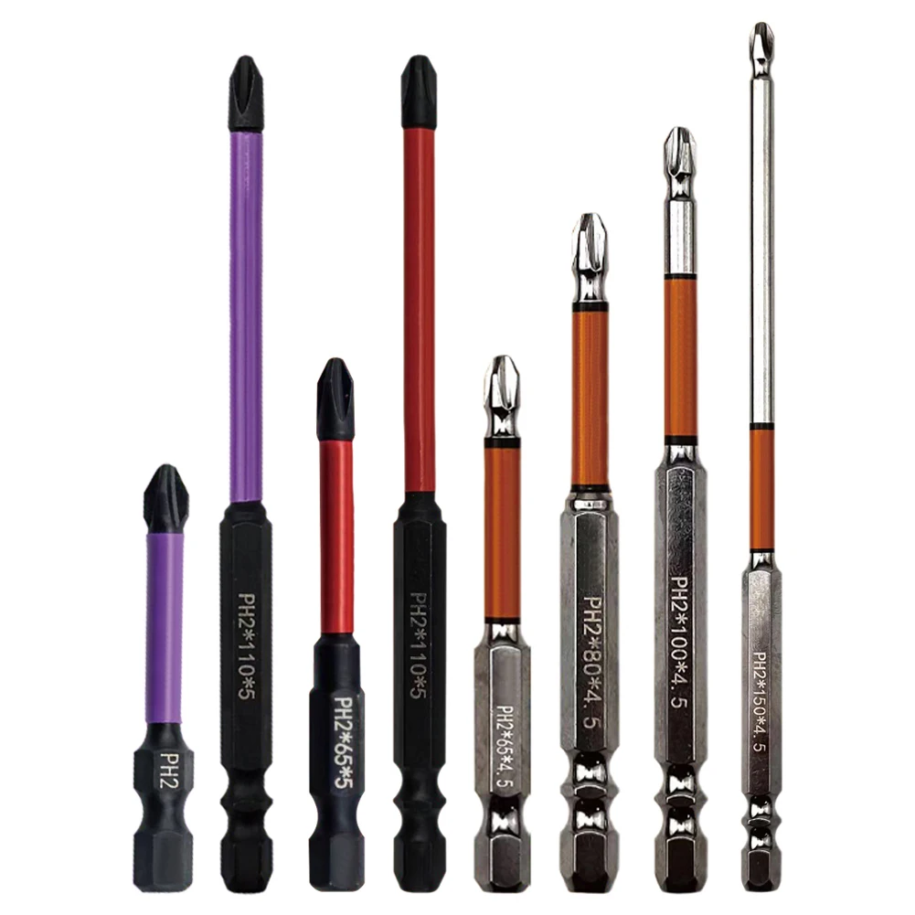 

1pc Cross Screwdriver Bit PH2 Magnetic Batch Head HRC61° HRC62° HRC63° Hardness Electric Screwdriver Bit Power Tools 50-150mm
