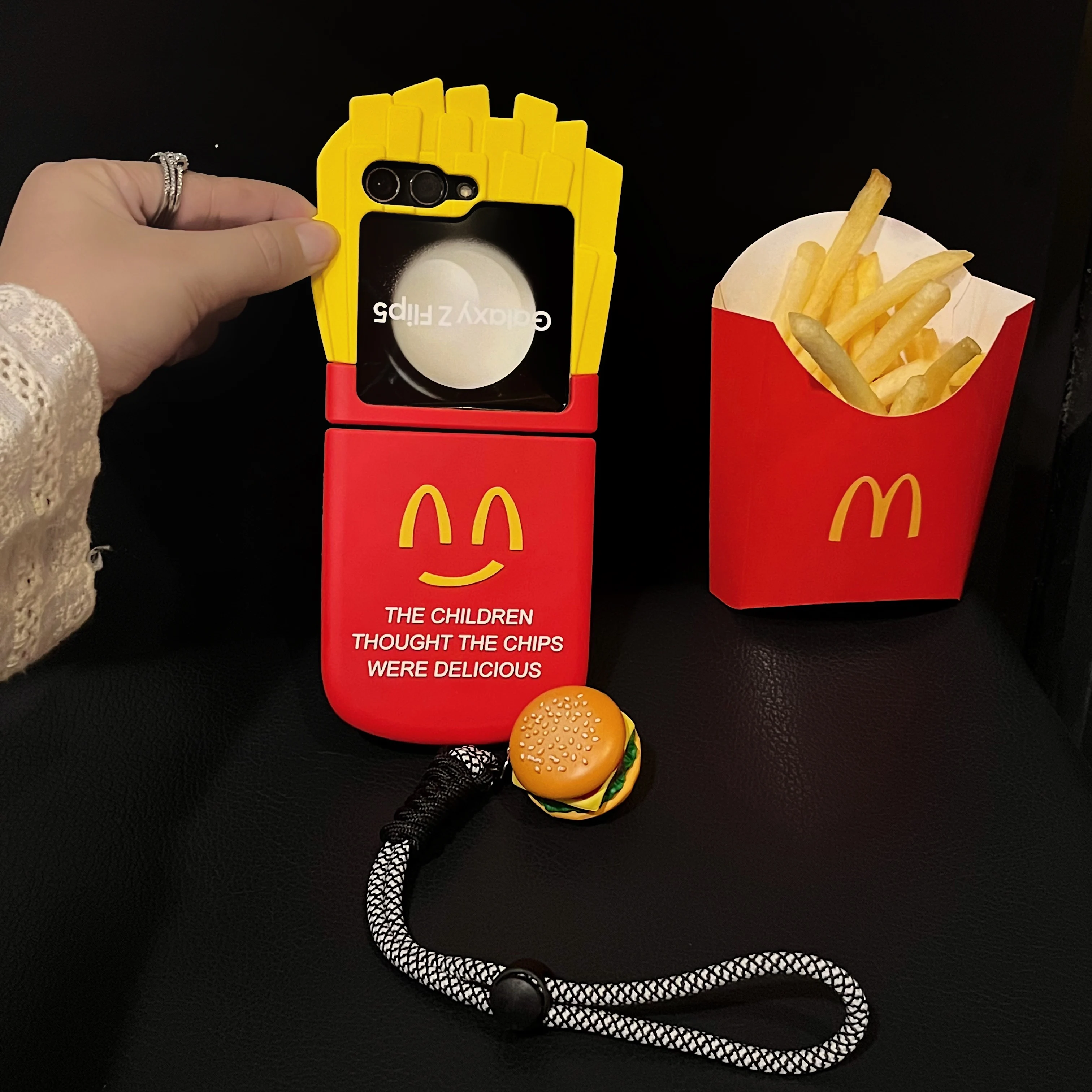 3D милый чехол для телефона с картофелем фри ремешок Samsung Galaxy Z Флип 5 4 3 Flip5 Flip4