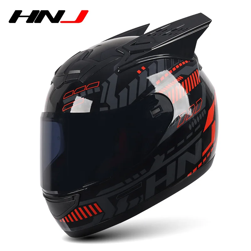 Personalized Horn Full-face Helmet Motorcycle Anti-fog Helmet Hands-free Helmet for Motorcycle Helmet for Electric Scooter enlarge