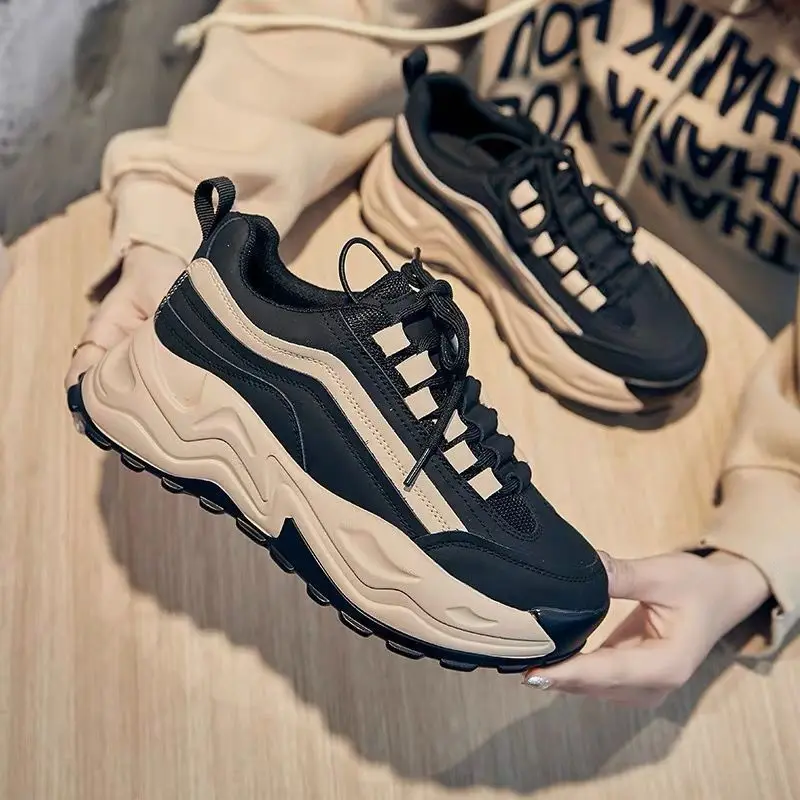 2022 New Fashion Daddy Shoes Women Trend Casual Thick-soled Heightening Sneaekrs Outdoor Flat Lightweight Non-slip Sports Shoes