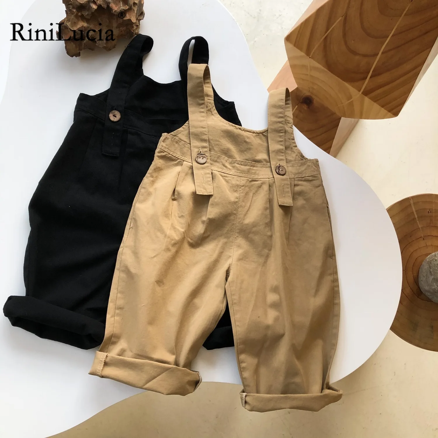 

Criscky Fall Cotton Baby Girl Boy Overalls Solid Button Fly Jumpsuit Children Casual Loose Rompers Kids Overalls Outfits