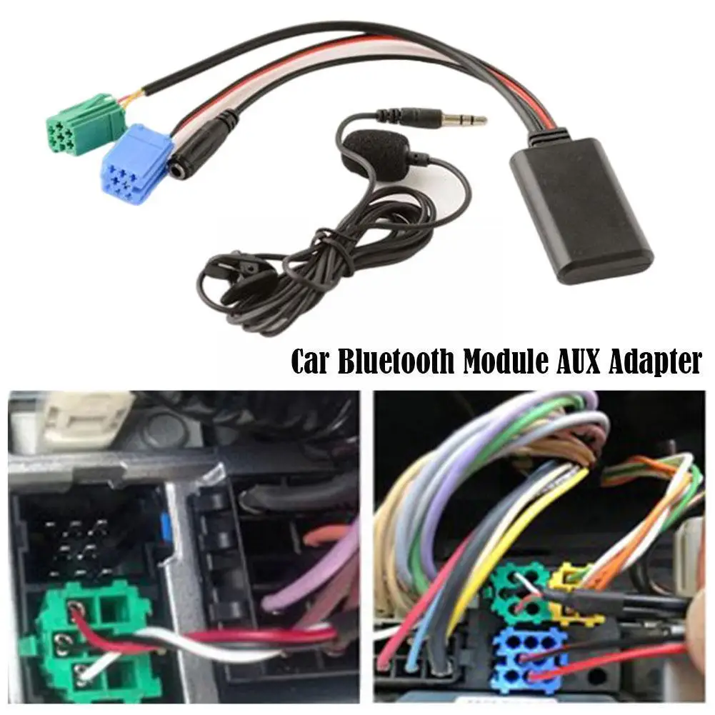

Автомобильный Bluetooth модуль AUX адаптер с микрофоном гарнитура Мини ISO 6Pin AUX кабель для Renault CD Радио Черный G8L1