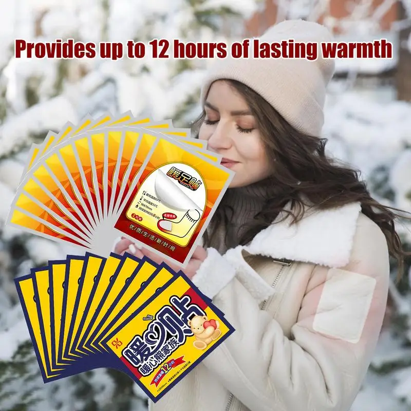 

20pcs Body Warmer Stick Lasting Heat Patch Keep Hand Leg Foot Warm Paste Pads Warmers Stickers Heated Pad Household