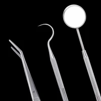 3pcs dental instrument dentist kit tooth cleaning tools mouth mirror probe hook pick tweezer set dentistry prepare tool