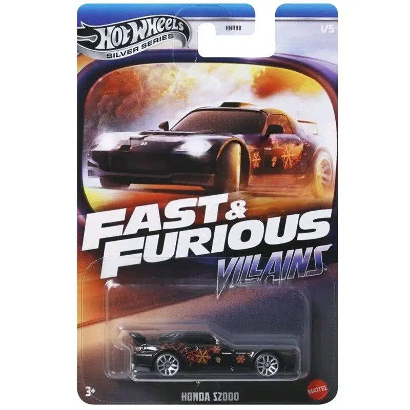 Фото Коллекционная модель автомобиля Hot Wheels Fast & Furious Silver Series: персонажи-злодеи, литая под давлением, масштаб 1:64, с графическим дизайном, подарок №3