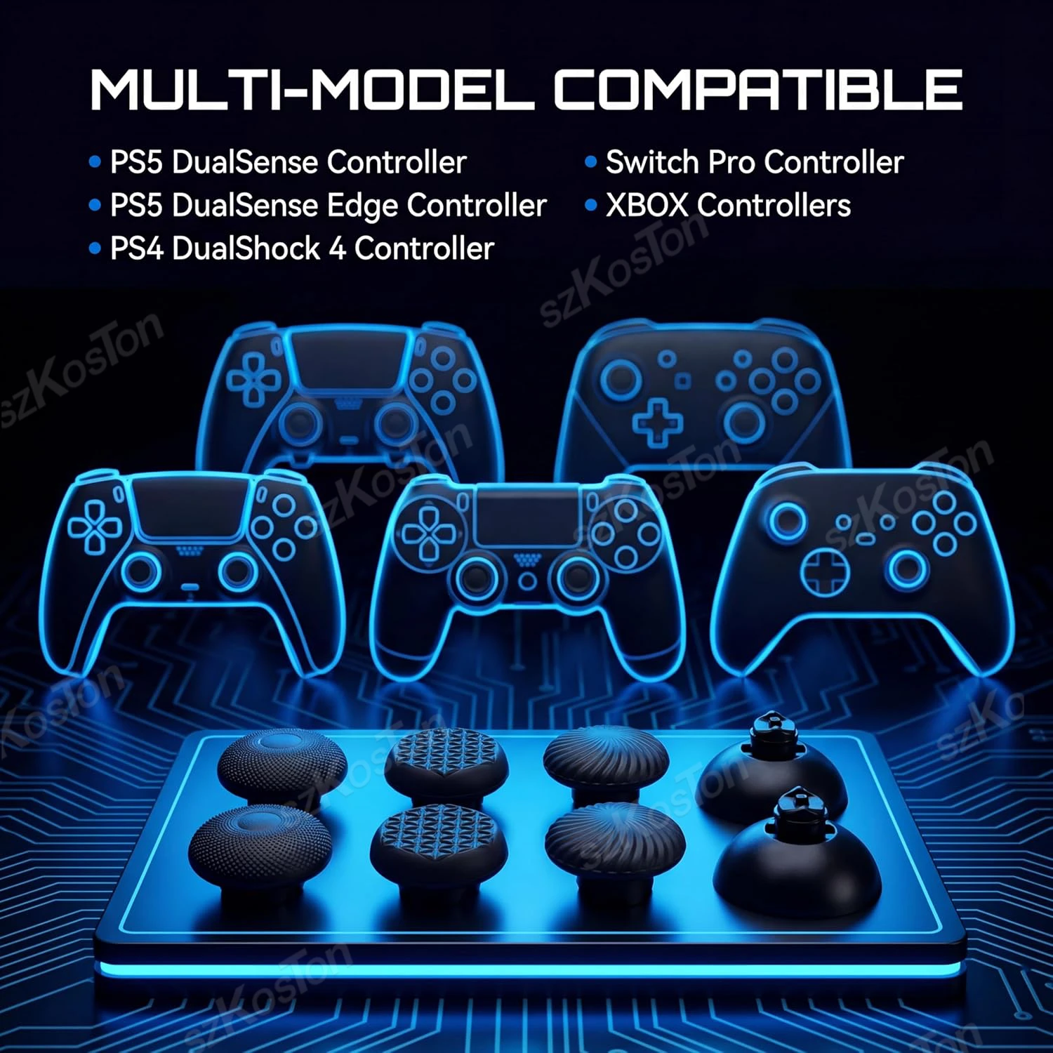 Фото Сменные накладки на стики для контроллеров PS5, PS4, Switch Pro, Xbox Series S/X, набор для ремонта аналоговых джойстиков и кнопок №3