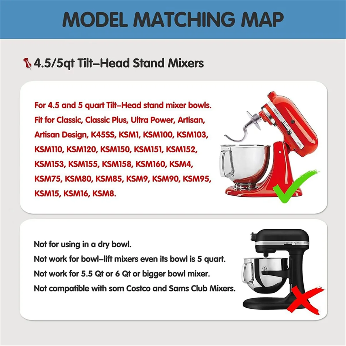 Спиральный крючок для теста из нержавеющей стали миксера KitchenAid подходит 4 5-5 кв.