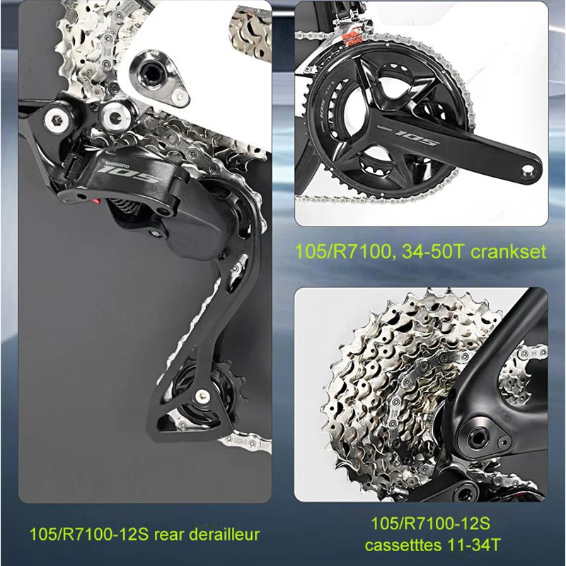 Фото TWITTER Cyclone Tri-Spoke Disc Закрытое колесо Карбоновый беспроводной шоссейный велосипед WheelTop EVO-24S Электронный переключатель передач R7120 Велосипед 700X28C №5