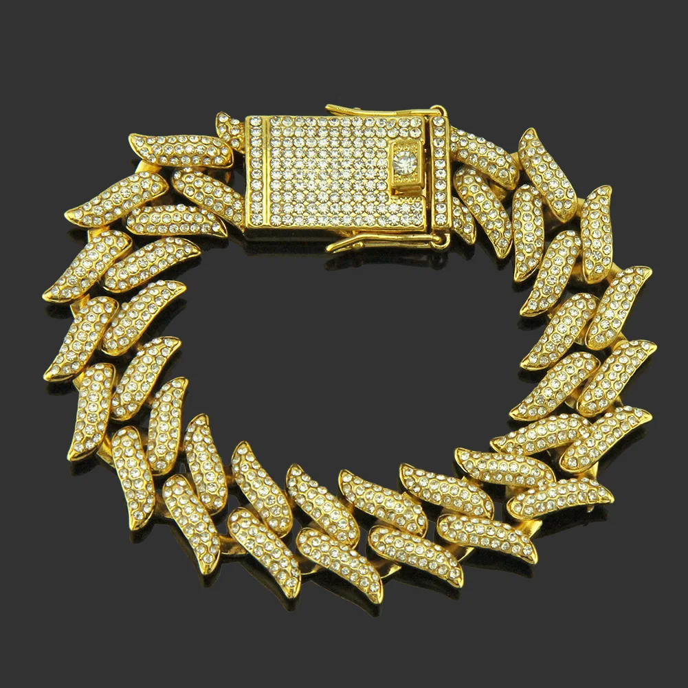 

Wedding Jewelry Luxury Full Crystal Rhinestones Thorns Cuban Bracelets for Women Bridal Bracelets & Bangles