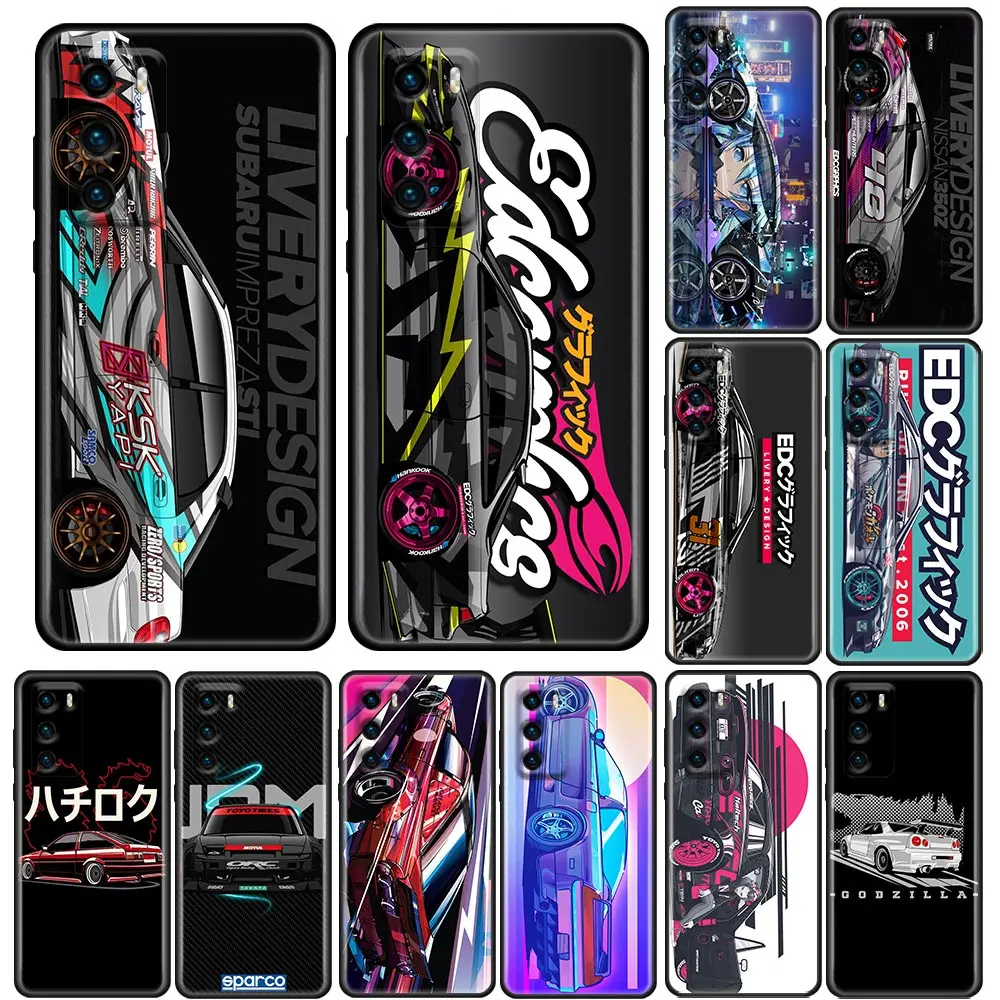 

Drift Sports Car Japan Tokyo JDM Case For Huawei P50 P50E P40 P40E P30 P20 P10 P Smart Z 2019 2020 2021 Pro Plus Lite Cover Capa