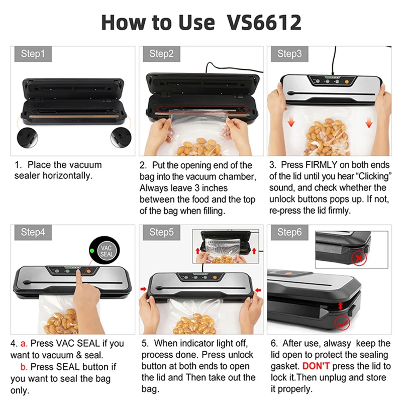 

Household Vacuum Sealer Sous Vide Vacuum Packing Machine for Kitchen Storage Food Vacuum Sealer Bag Vacuum Rolls US Plug