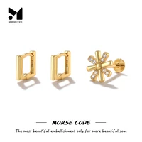 mc 3pcs s925 silver square hoop earrings set for women jewelry gifts labret piercing star zircon stud earrings aretes brincos