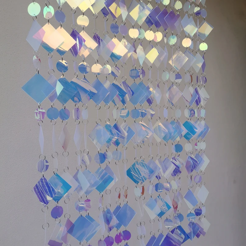

Transparent illusion sequins curtain diamond-shaped square decorative pendant birthday party festival stage wedding celebration