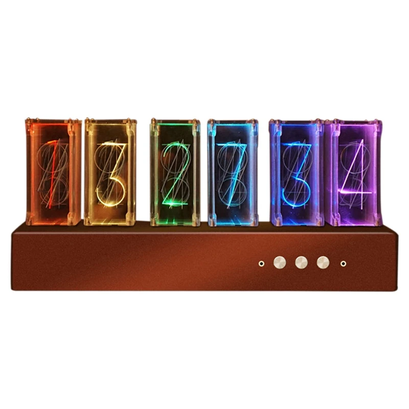 

6 Bit RGB Imitated Tube Clock 24H Muti Display Mode Table Clock Power-Off Memory Digital LED Clock With USB Cable