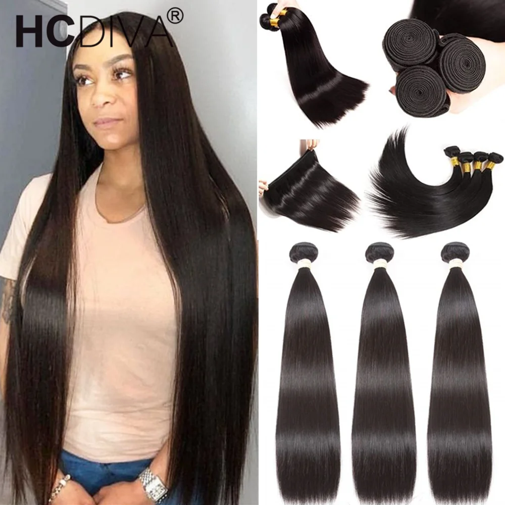 

Indian Straight Hair Bundles 10A 10-40 Inches Long Straight Remy Human Hair Bundles Double Weft Human Hair Extension For Women