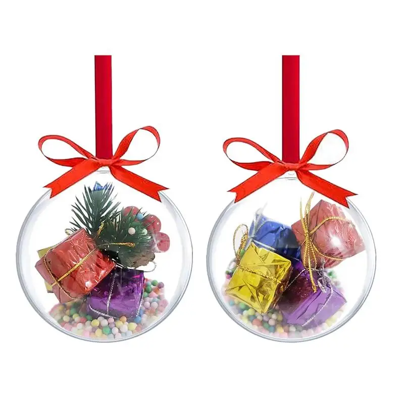 

Clear Christmas Ball Transparent Fillable Bauble Xmas Tree Hanging Ornament Pendant Christmas Decorations For Home Kids Gift Box