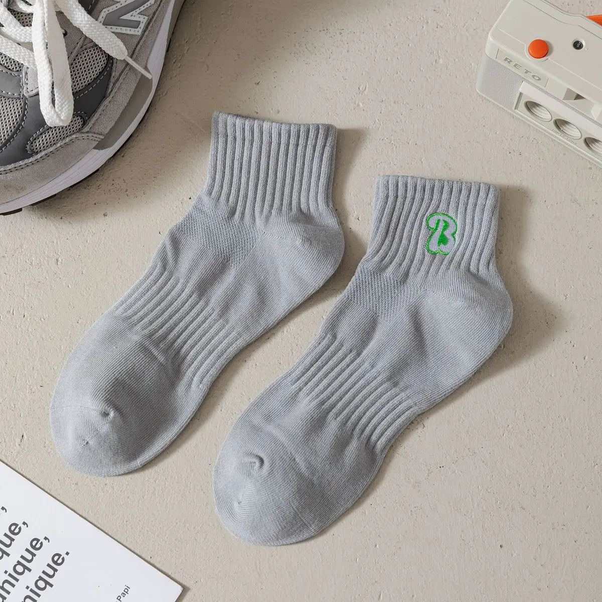 2pairs Summer Short Socks Embroidered Waist Cotton Sports Women's Socks