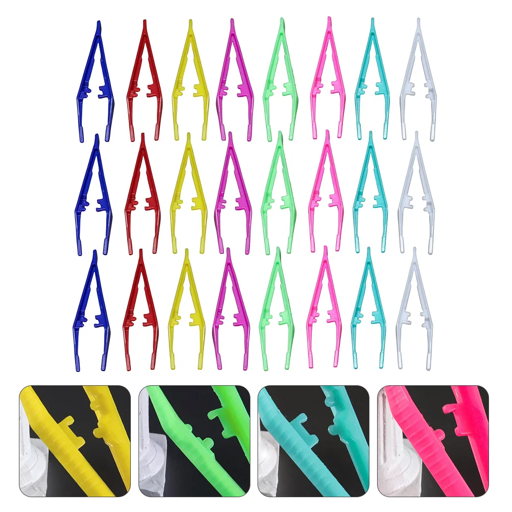 

24Pcs Disposable Tweezers Convenient Plastic Craft Tweezers Fake Eyelash Clips