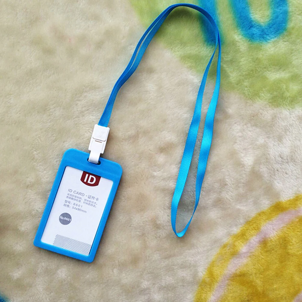

PP ID Card Holder Candy Colors Name Tag Exhibition Cards Business Badge Holder With Lanyard School Office Supplies