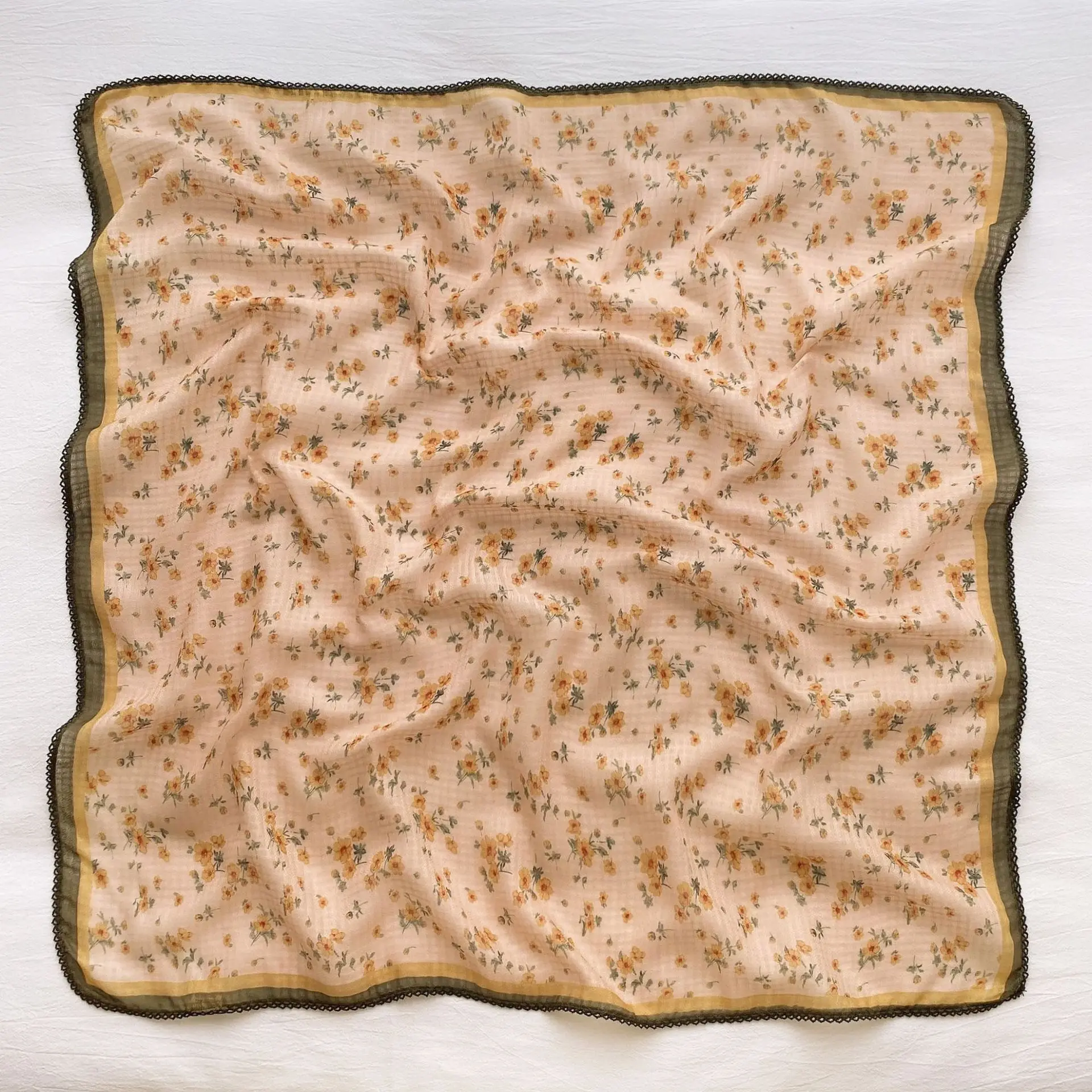 Женский хлопковый льняной шарф с принтом 90x90 см |