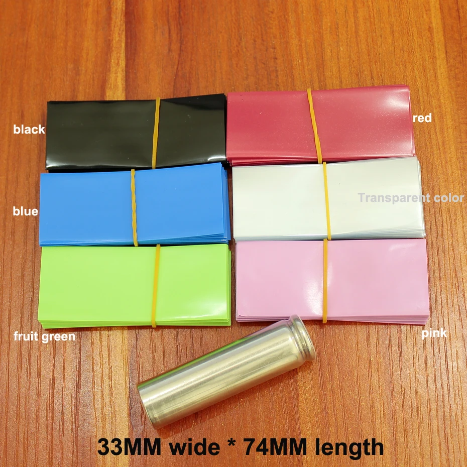 

Термоусадочные трубки из ПВХ для литиевых аккумуляторов, 100 шт., термоусадочная пленка для аккумуляторов, 18650, термоусадочные трубки для аккумуляторов шириной 33 мм