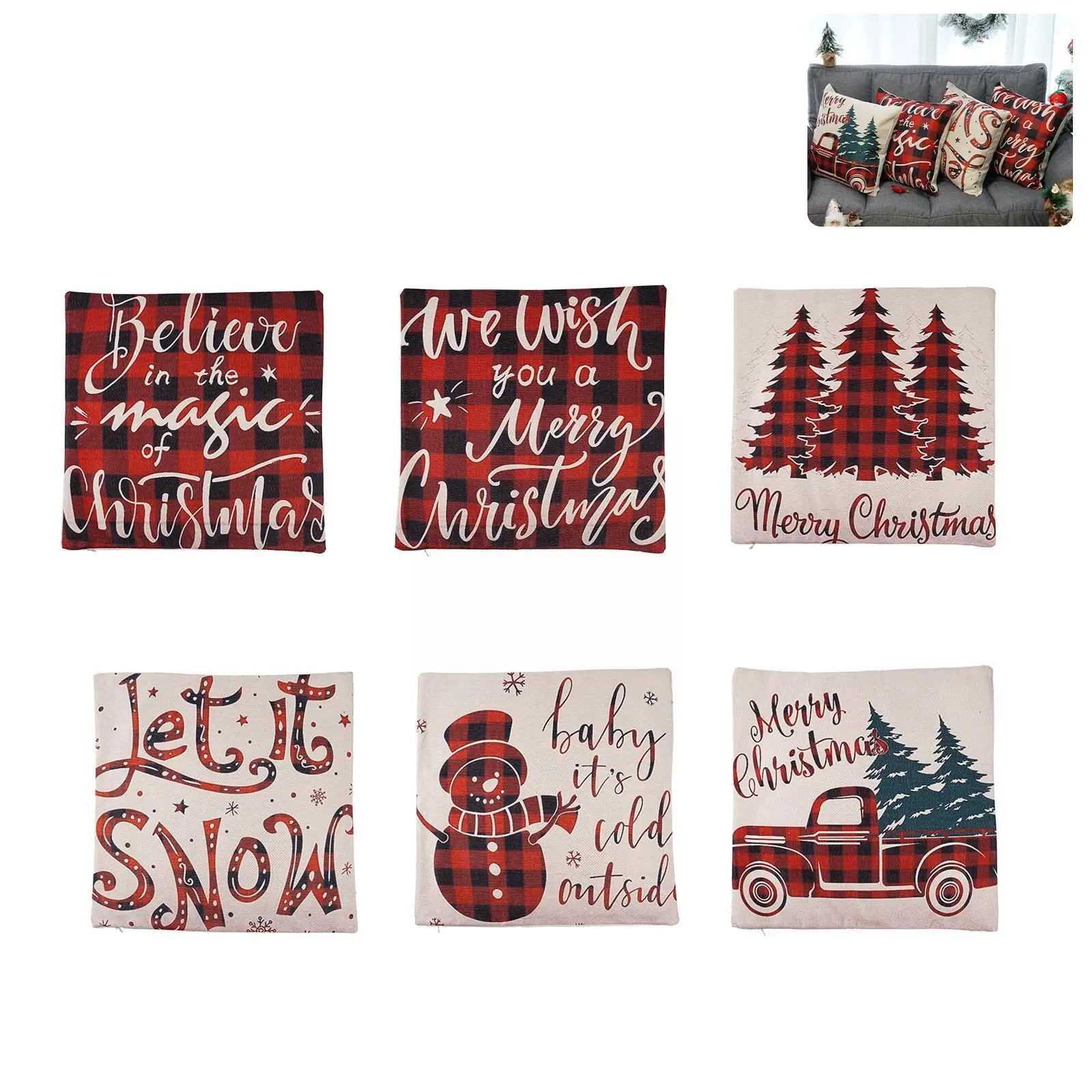 

Рождественская льняная наволочка с красным мультяшным рисунком, украшение для дома, чехол для подушки, подойдет для детской наволочки 45 см X...