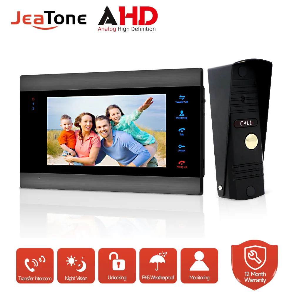 JeaTone 720P AHD Video Doorbell Intercom Video Door Phone for Home with 7 Inch Monitor and IP65, Night Vision Outdoor Camera Kit