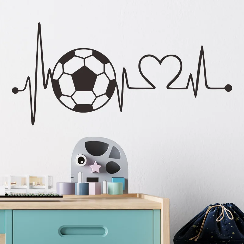 

Football Heartbeat Wall Sticker Sports Football Bedroom Background for Home Decoration Kids Boy Room Wallpaper Creative Stickers