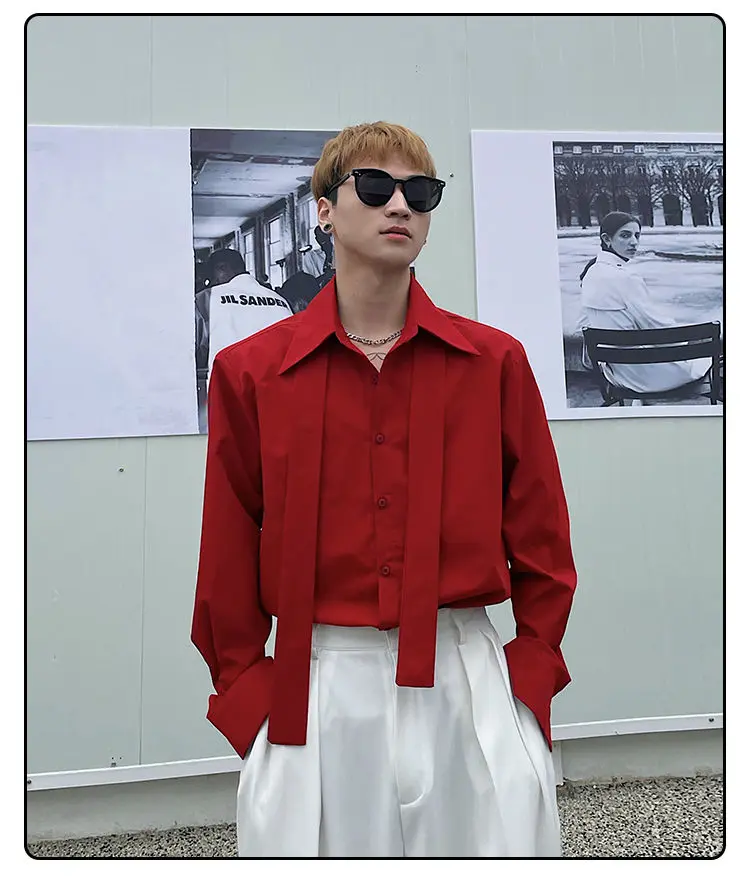 Фото Рубашка с длинными рукавами, мужская корейская свободная маленькая куртка в ароматном стиле, модная рубашка в гонконгском стиле №4
