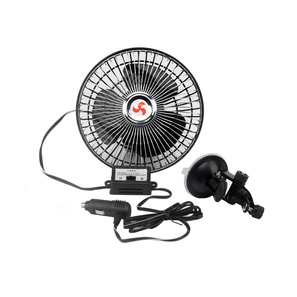 

6 Inch 12V Car Fan Dashboard Suction Cup Fan Rocking Head Small Electric Fan Car Fan Accessories