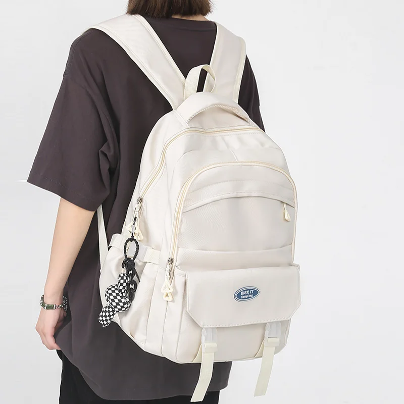 

Unisex Large Capacity Students Backpack Korean Fashion Pure Color Schoolbag Nylon Waterproof Travel Bag Japanese New Laptop Bag