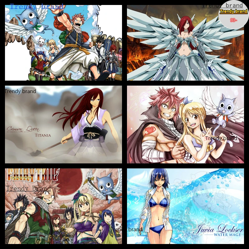 

Fairy Tail Anime Popular Cartoon Canvas Painting Art Nordic Posters and Prints Wall Pictures for Living Room Decor Frameless