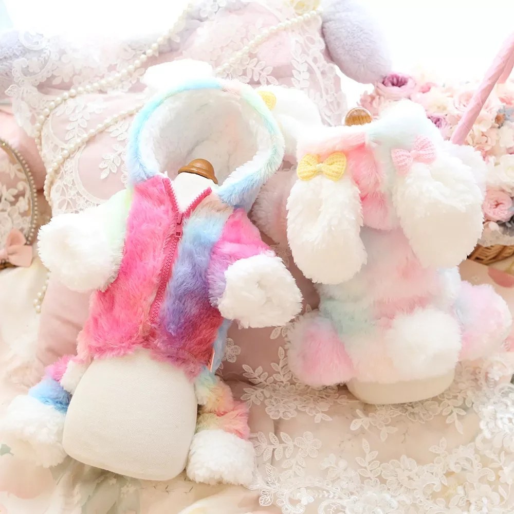 

New Dog Winter Warm Colorful Rabbit Double Zipper Quilted Jacket Cat Padded Warm Sweater Dog Jacket Pet Clothes Suit Dog Hoodie