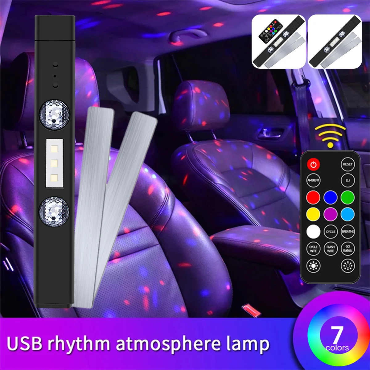 

Car Atmosphere Light Wireless Auto Interior Ambient Light Waterproof Portable Remote Control Interior LED Star Night Light