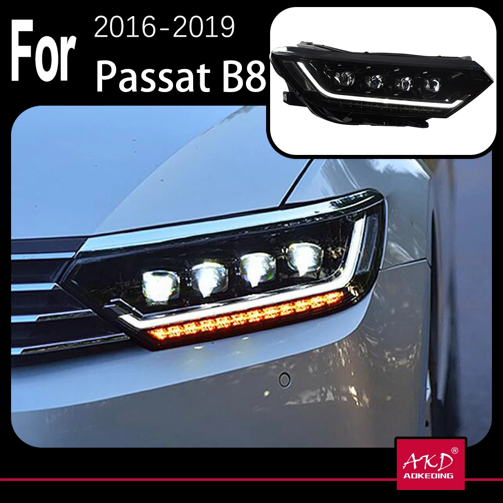 

AKD Car Model Parts For Passat B8 EUR type 2016-2019 Head lamps LED or Xenon Headlight LED Dual Projector FACELIFT