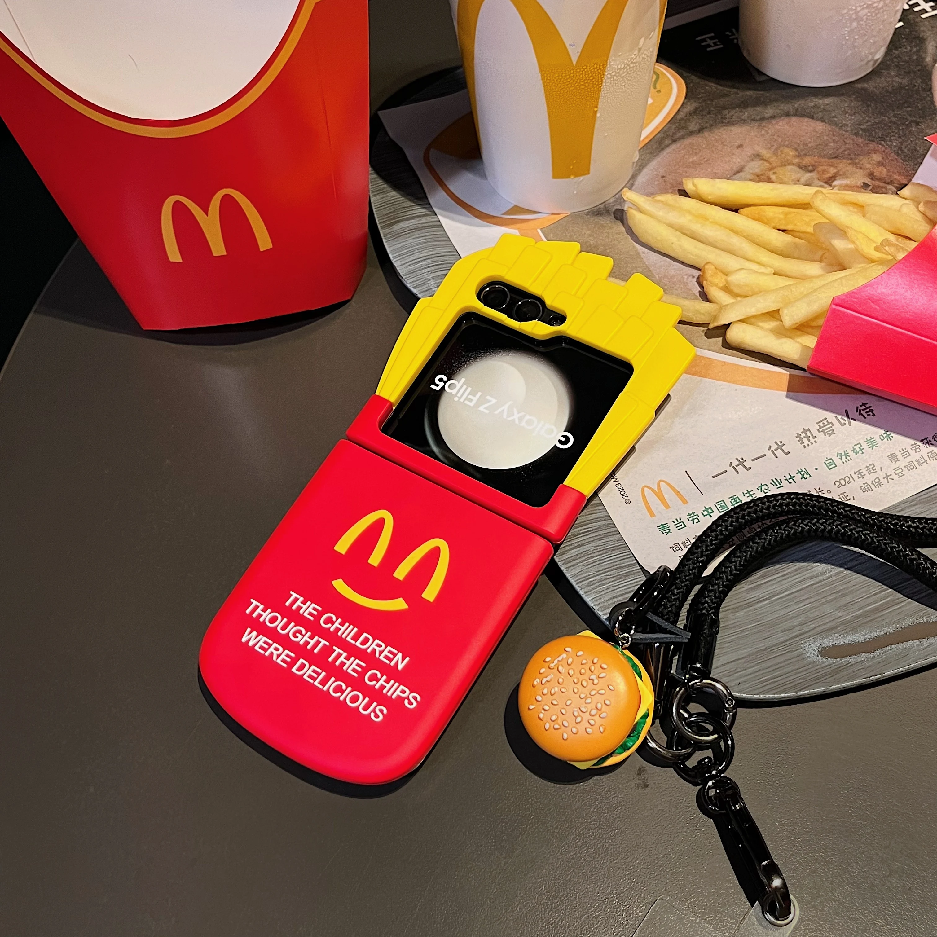 3D милый чехол для телефона с картофелем фри ремешок Samsung Galaxy Z Флип 5 4 3 Flip5 Flip4