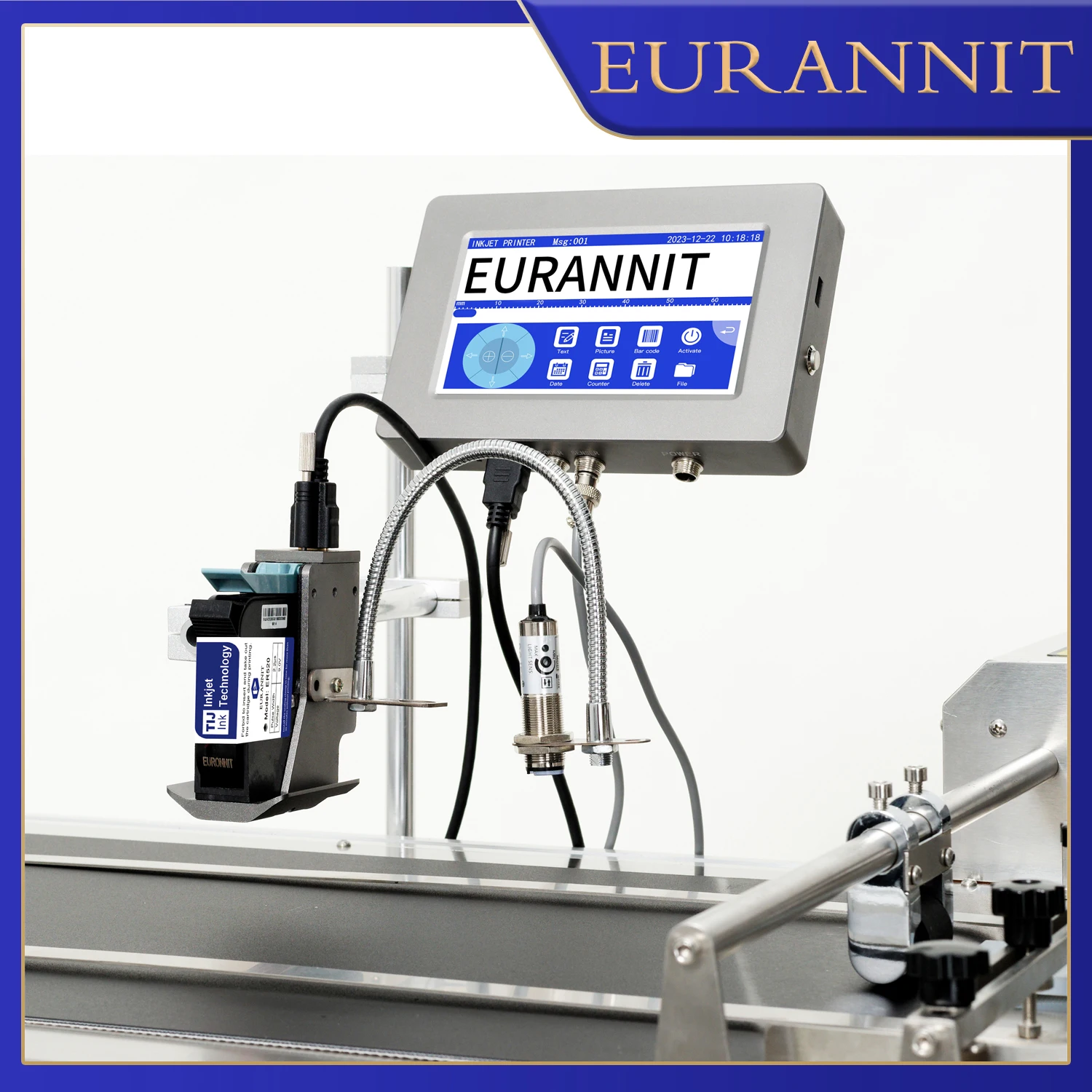 EURANNIT PW-MAX 12 7/25 4 мм TIJ Промышленный онлайн-термоструйный принтер Текст QR Штрих-код