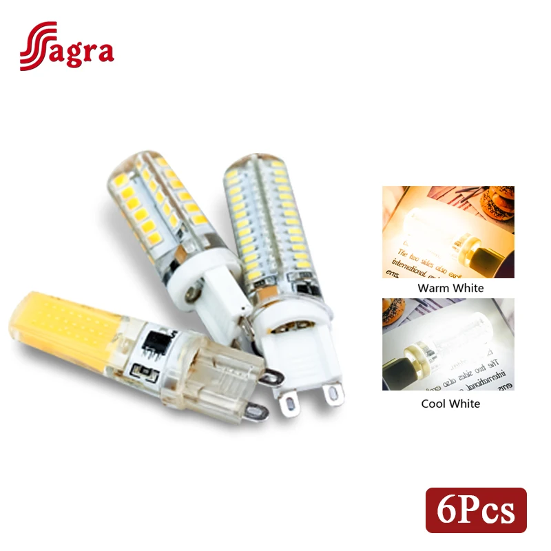 6pcs/lot G9 LED Light Bulb 6W 7W 9W 10W 12W AC 220V 230V 240V Silica Gel Lamp Constant Power Light LED Warm Cold Whtie Lighting