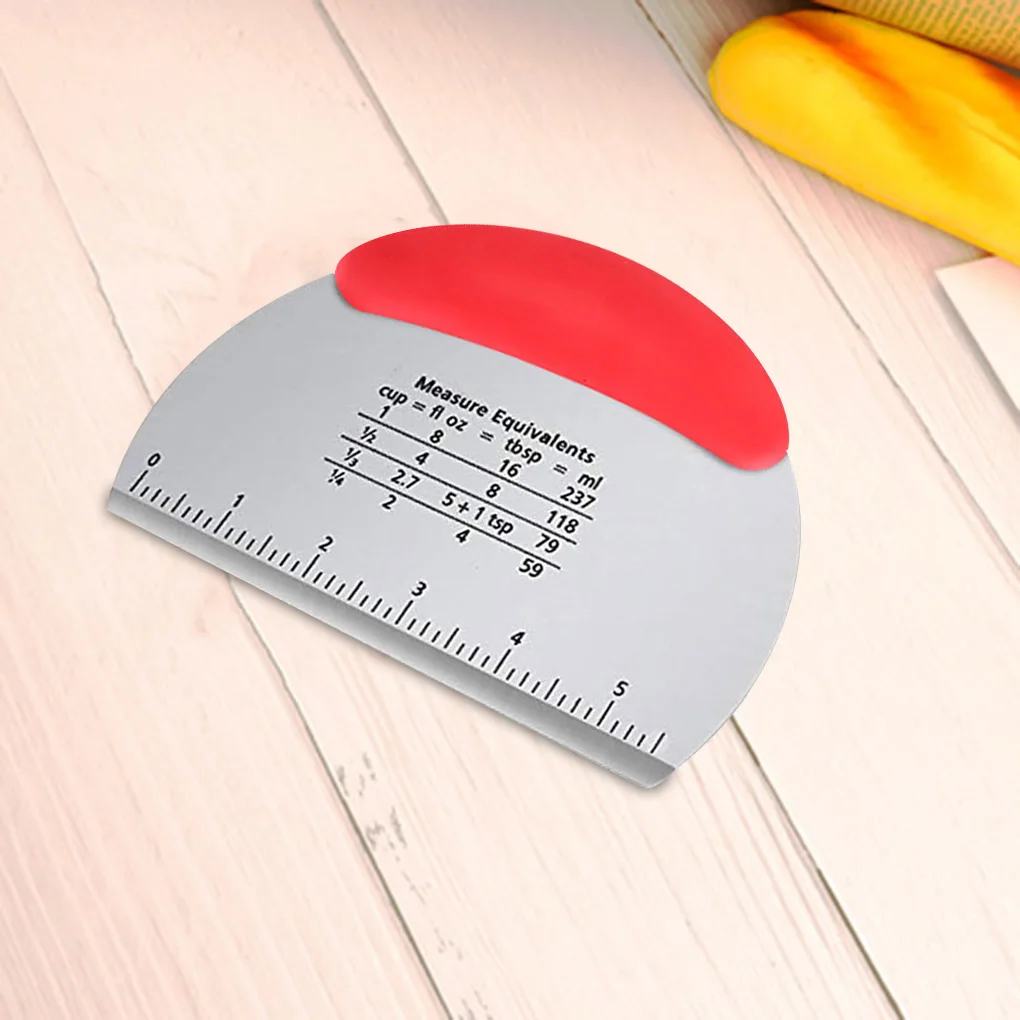 

Скребок для теста из нержавеющей стали со шкалой кухонный Нескользящий Резиновый захват измельчитель инструмент для пиццы черный