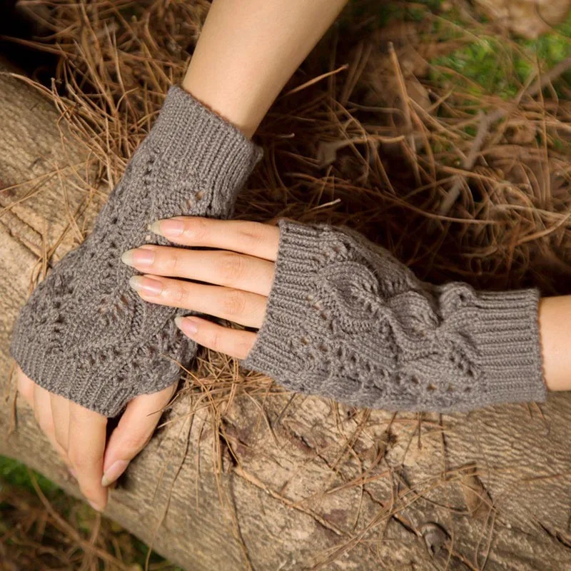 

Women Gloves Stylish Hand Warmer Winter Gloves Women Arm Crochet Knitting Faux Wool Mitten Warm Fingerless Gloves