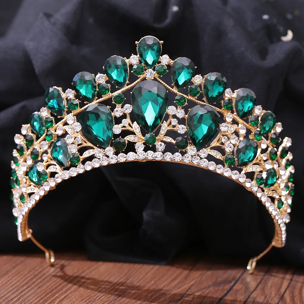 

KMVEXO Big Rhinestone Wedding Crown Crystal Bridal Hair Accessories Women Tiara Baroque Headband Bride Queen Diadem Headwear