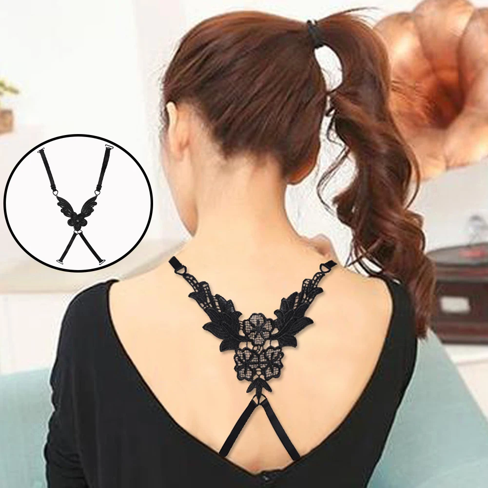 Купи 1Pair Fashion Bra Straps Lace Butterfly Flower Cross Back Lady Girl Bra Straps Decoration Shoulder Straps Necessary за 180 рублей в магазине AliExpress