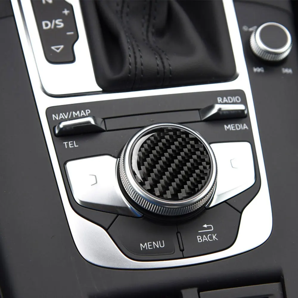 

Durable Black Real Carbon Fiber Center Console Knob Trim Cover for 2014-2018 Audi A3 8V Interior Parts Car Decor Accessories