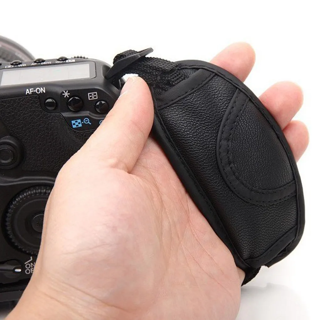Leather Hand Grip Wrist Strap for DSLR Cameras Suitable for Nikon Canon(Black)
