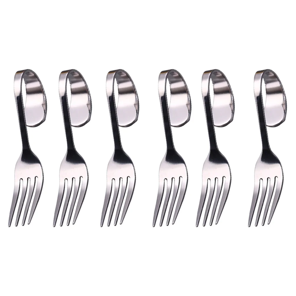 

Spoons Handle Salad Spoon Forks Fork Coffee Tasting Stainless Curved Steel Fruit Cake Appetizer Dessert Cream Short Ice Bent