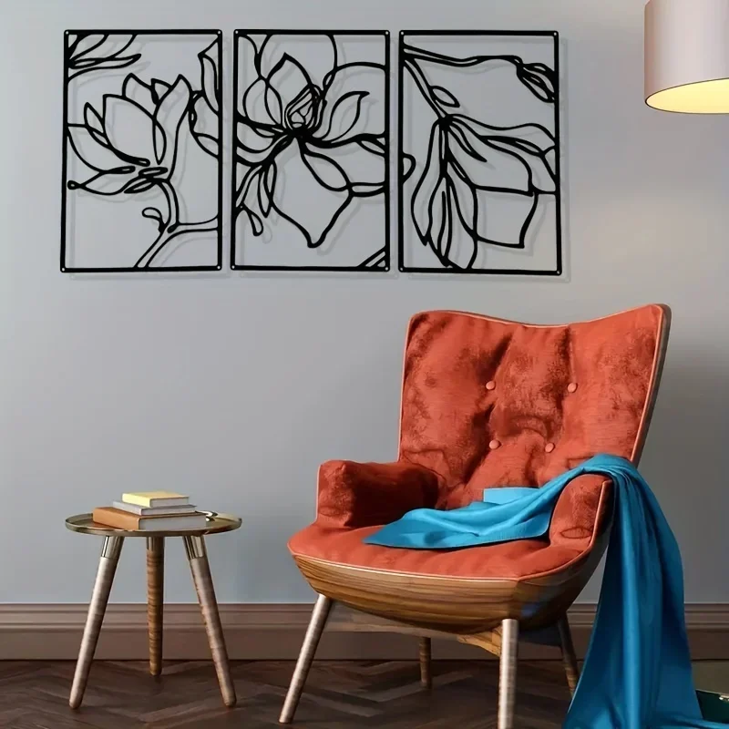 Современная абстрактная натуральная цветочная линия настенная скульптура