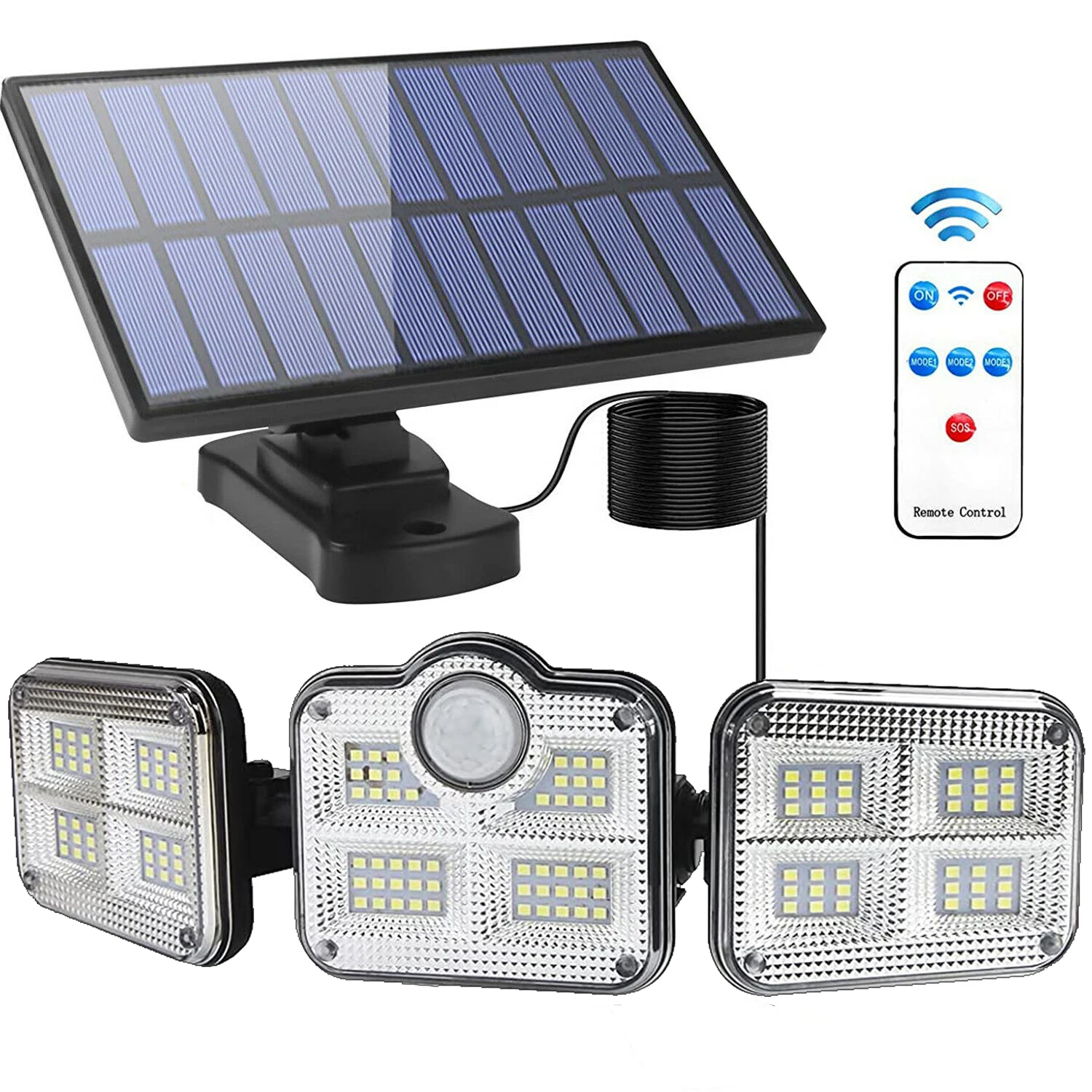 

Solar Lights Outdoor Indoor LED Solar Motion Sensor Lights Wide Angle Security Flood Light Remote Control Wall Porch Lamp